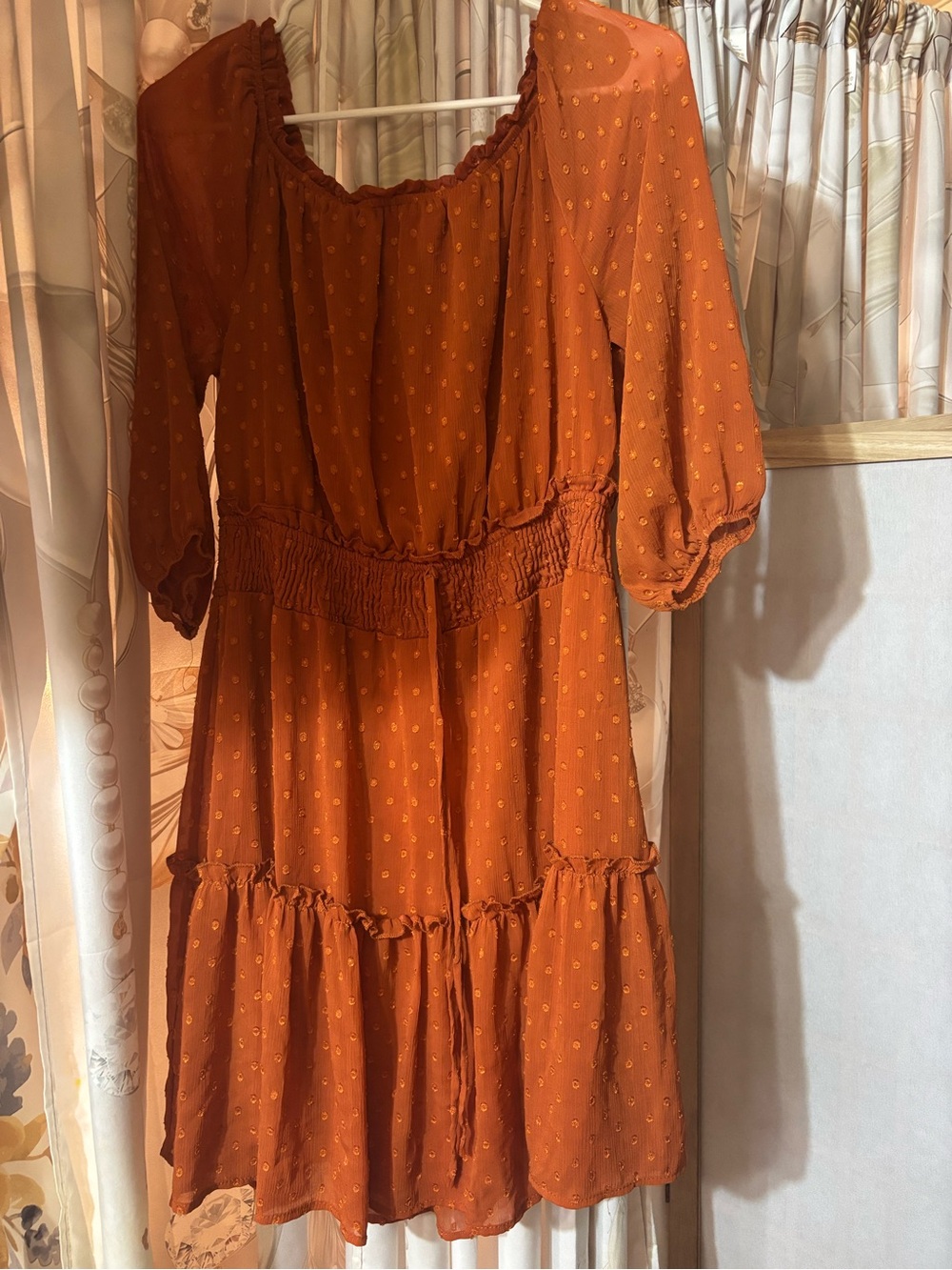 Women's Rust Orange Tiered Smocked Waist Mini Dress
